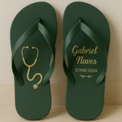 Chinelo de dedo Formatura Verde Medicina Estetoscópio