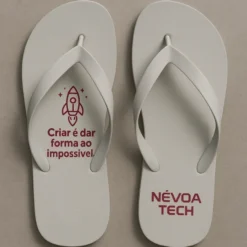 Chinelo de dedo Corporativo Branco Rocket Névoa Tech