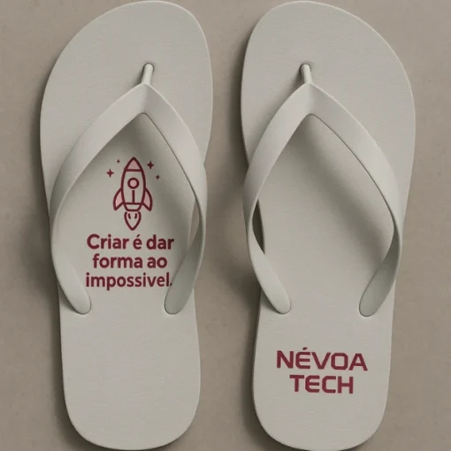 Chinelo de dedo Corporativo Branco Rocket Névoa Tech