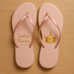 Chinelo de dedo Debutante Rosê Coroa Dourada