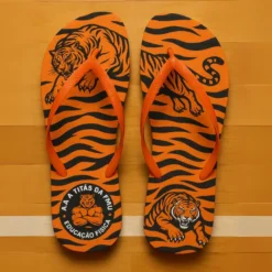 Chinelo de dedo Atlética Laranja Listrado Titãs da FMU