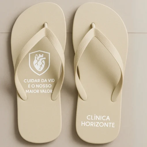 Chinelo de dedo Corporativo Bege Hearth Clínica Horizonte