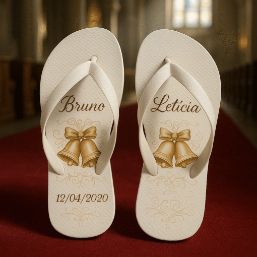 Chinelo de dedo Casamento Branco Sino da Igreja