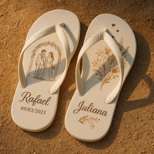 Chinelo de dedo Branco Casamento Ramo