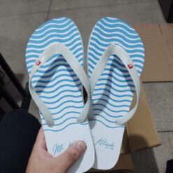 Chinelo de dedo Mr. Kitsch Azul com branco Onda