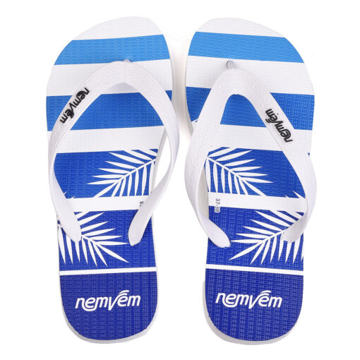 Chinelo de dedo Nem Vem Azul Listrado Palmeiras - Imagem 2
